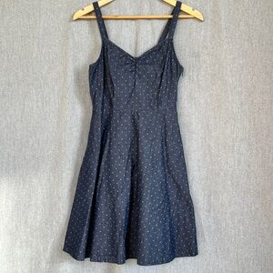 HAYES 100% Cotton V-Neck Babydoll Sundress Empire Waist Side Zip Sz S POCKETS!!!